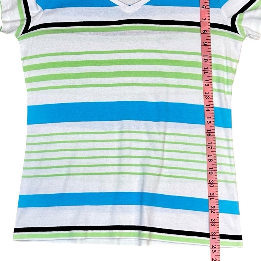 Talbots V-Neck Tee Short Sleeve Stripes Size M - Picture 10 of 10